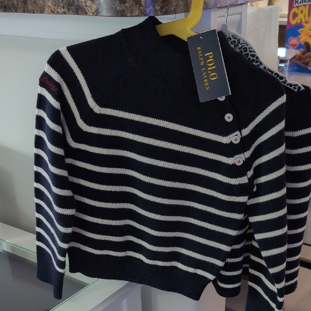 Polo by Ralph Lauren Toddler Navy and White Sweater w/Matching Skirt